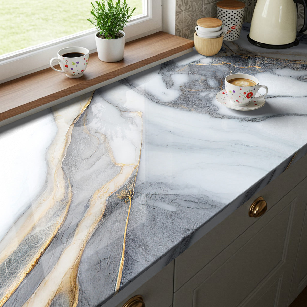 Vinilo Autoadhesivo Simil Marmol - 100x100cm - MM3552