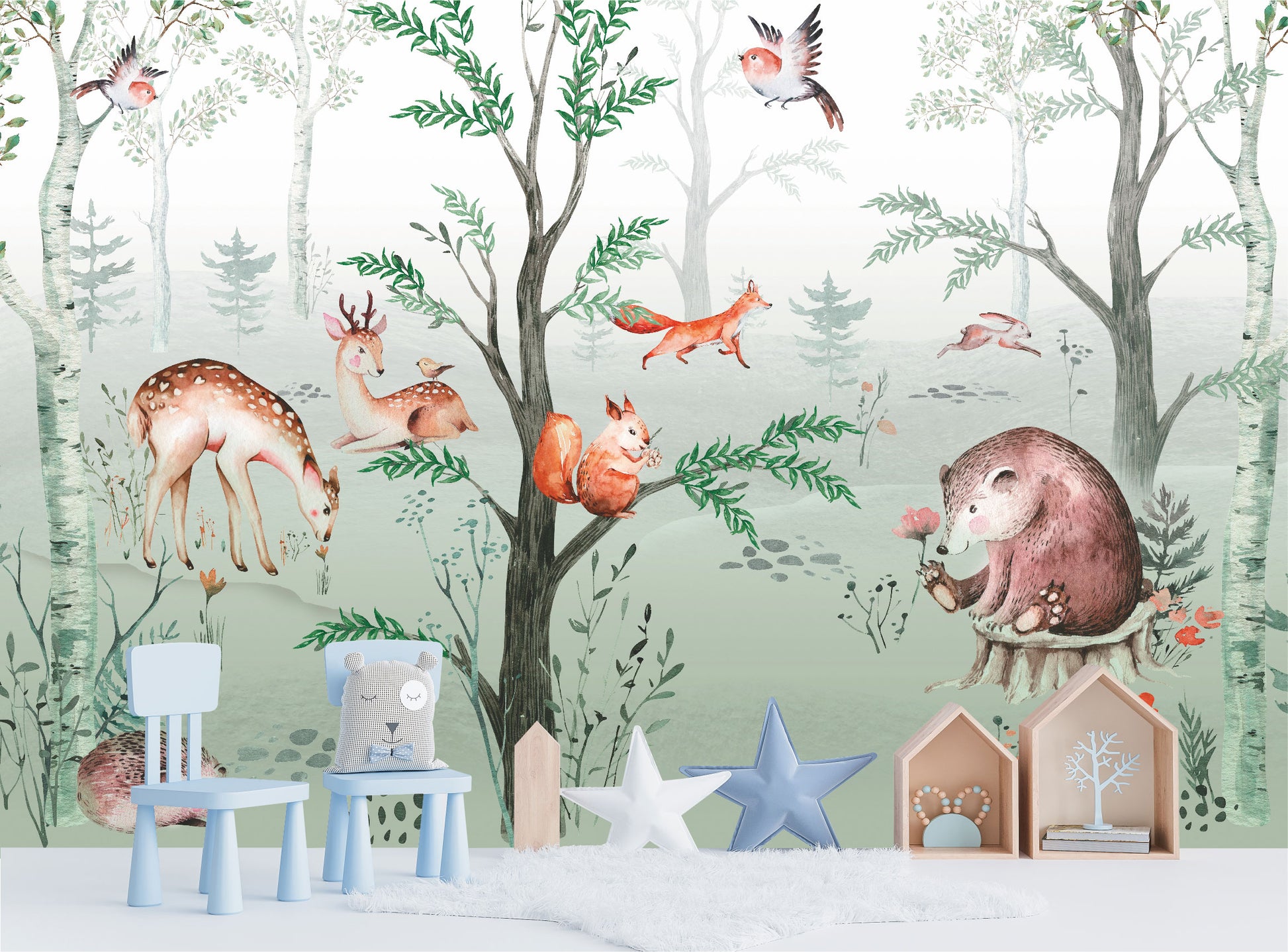 Mural Bosque con Animalitos - MI033