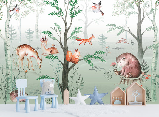 Mural Bosque con Animalitos - MI033
