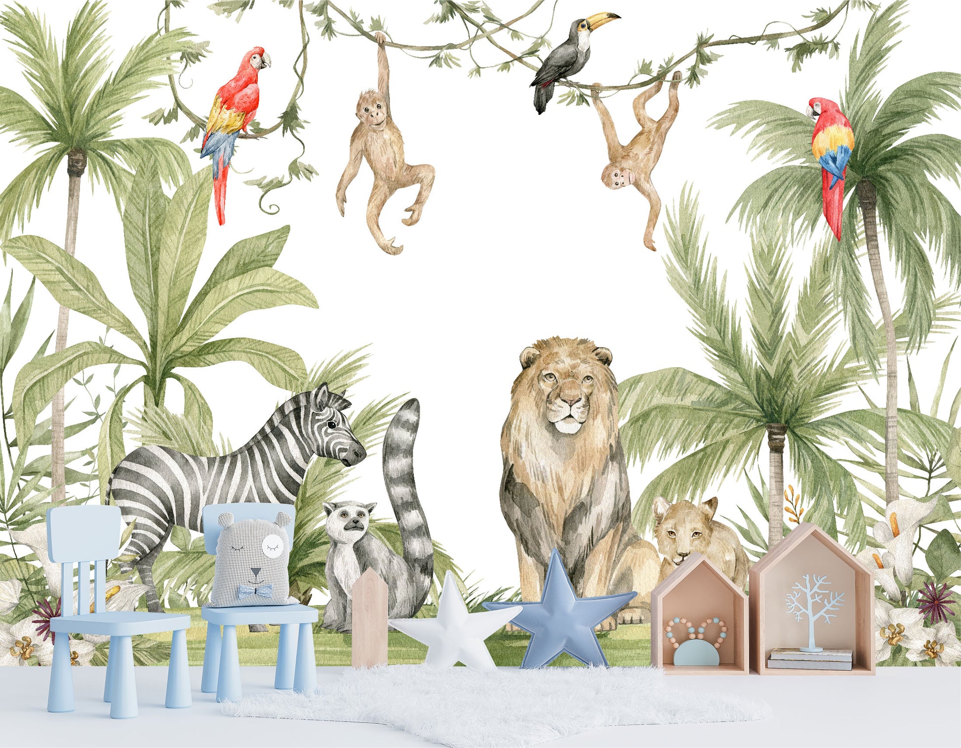 Mural Selva Tropical con Animales - MI036