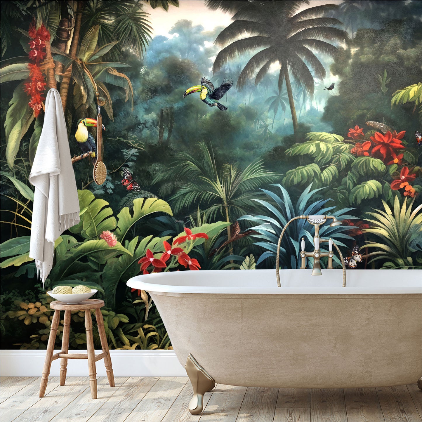 Mural Jungla Tropical con Loros - MT405