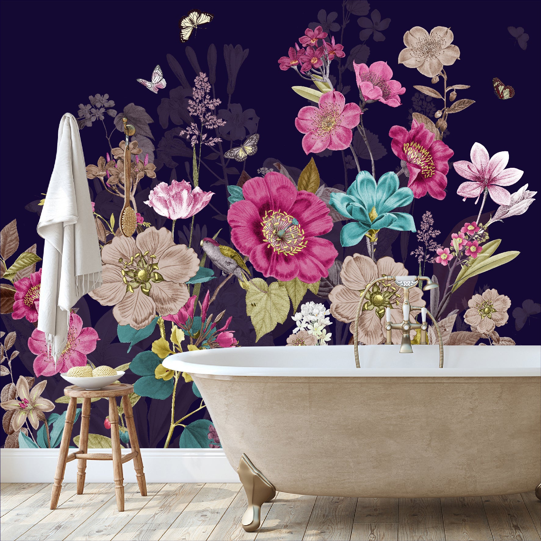 Mural Flores con Mariposas - MT268