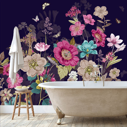 Mural Flores con Mariposas - MT268