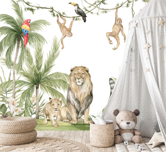 Mural Selva Tropical con Animales - MI036
