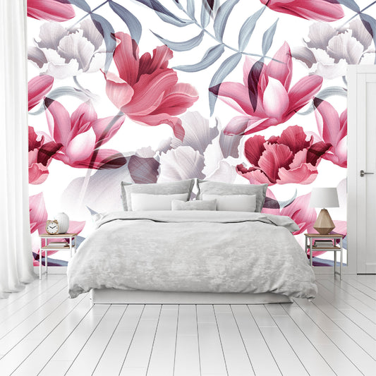 Vinilo Mate Flores Grandes Fucsias 052