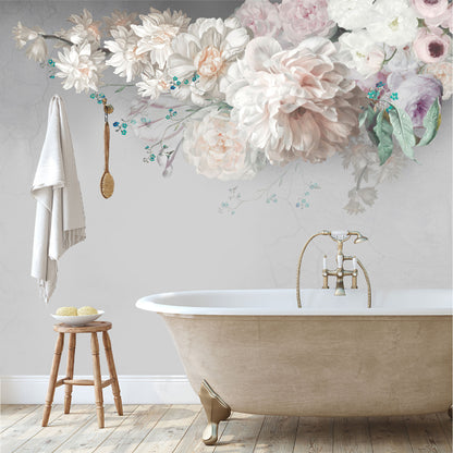Mural Flores de Pintura al óleo con fondo gris  - MT444