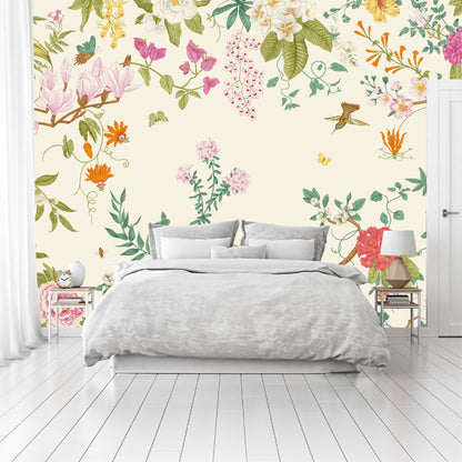 Mural Jardín Tropical con Flores y Mariposas - MT483