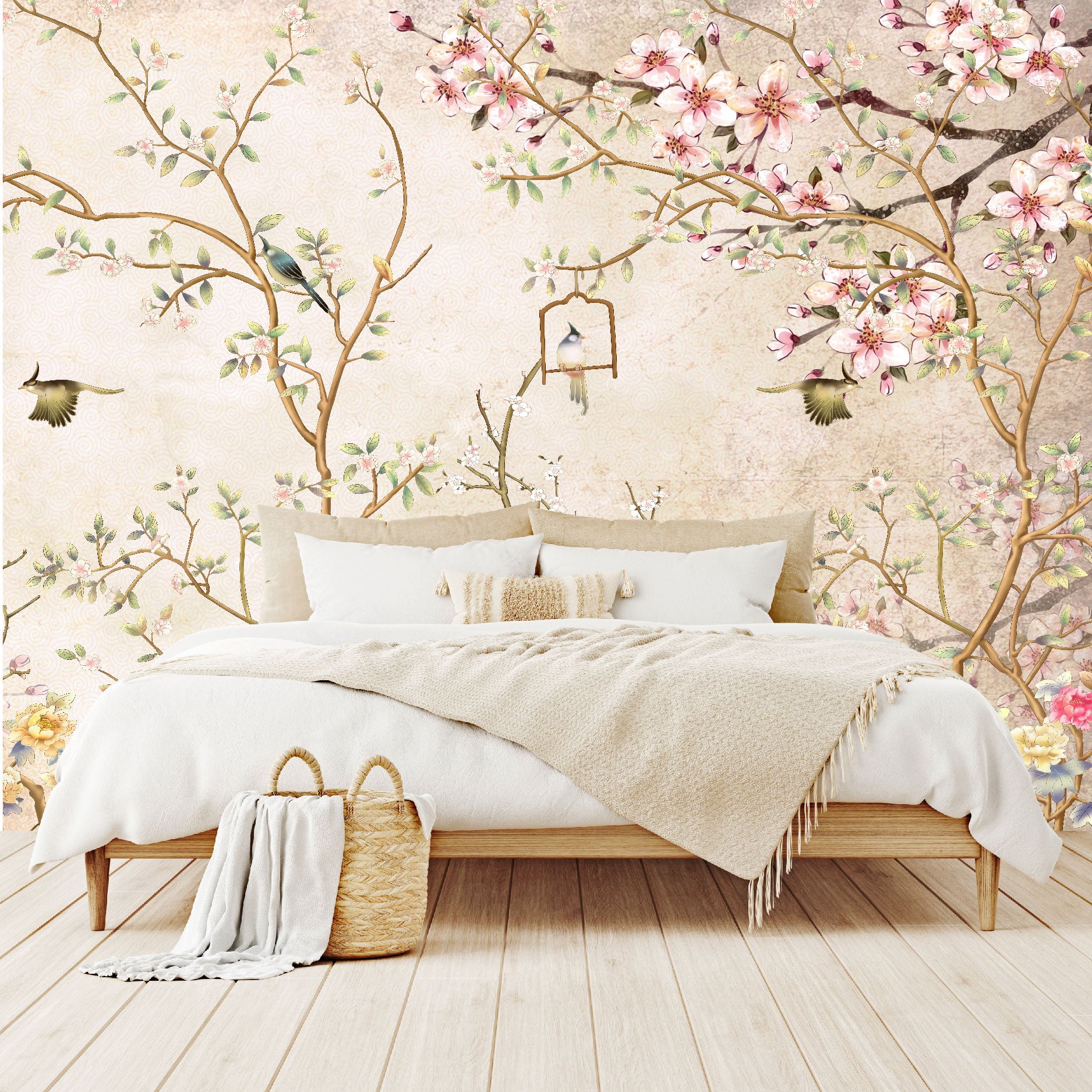 Mural Tropical Flores Campestres Estilo Inglés  - MT049
