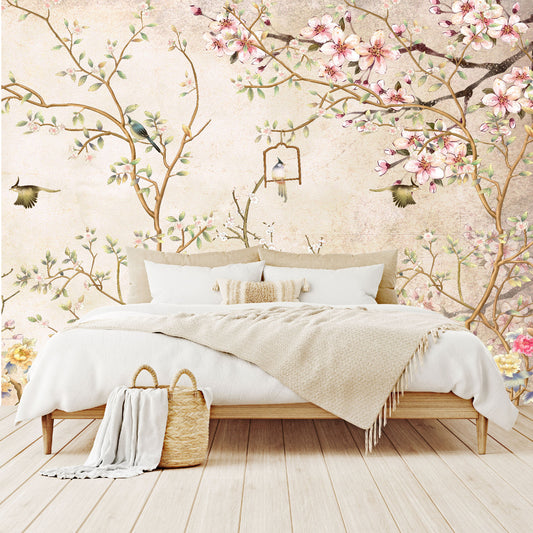 Mural Tropical Flores Campestres Estilo Inglés  - MT049