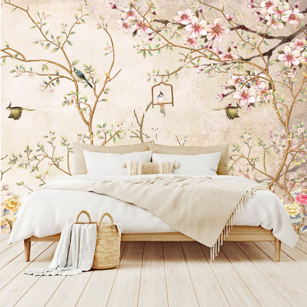 Mural Tropical Flores Campestres Estilo Inglés  - MT049