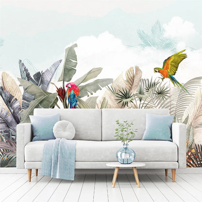 Mural Plantas Tropicales con Loros - MT411