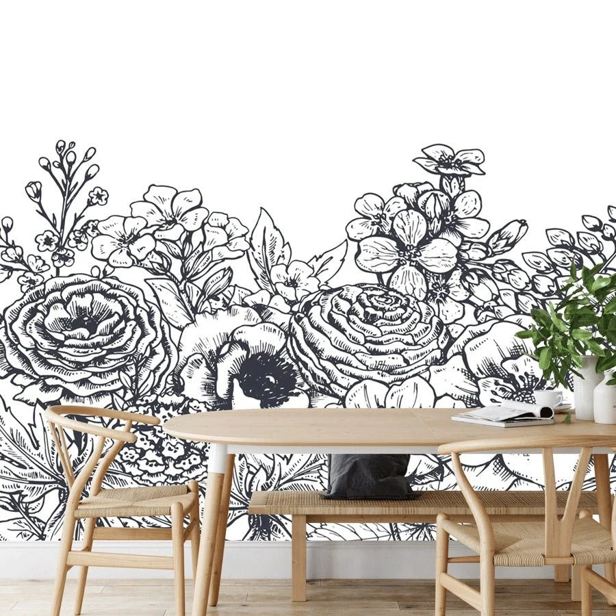Mural Floral pintado grabado - MT614