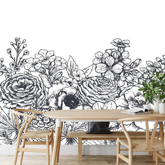 Mural Floral pintado grabado - MT614