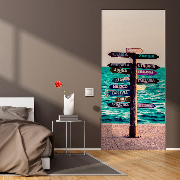 Vinilo Decorativo Para Puertas - Señalador en la Playa - VP005