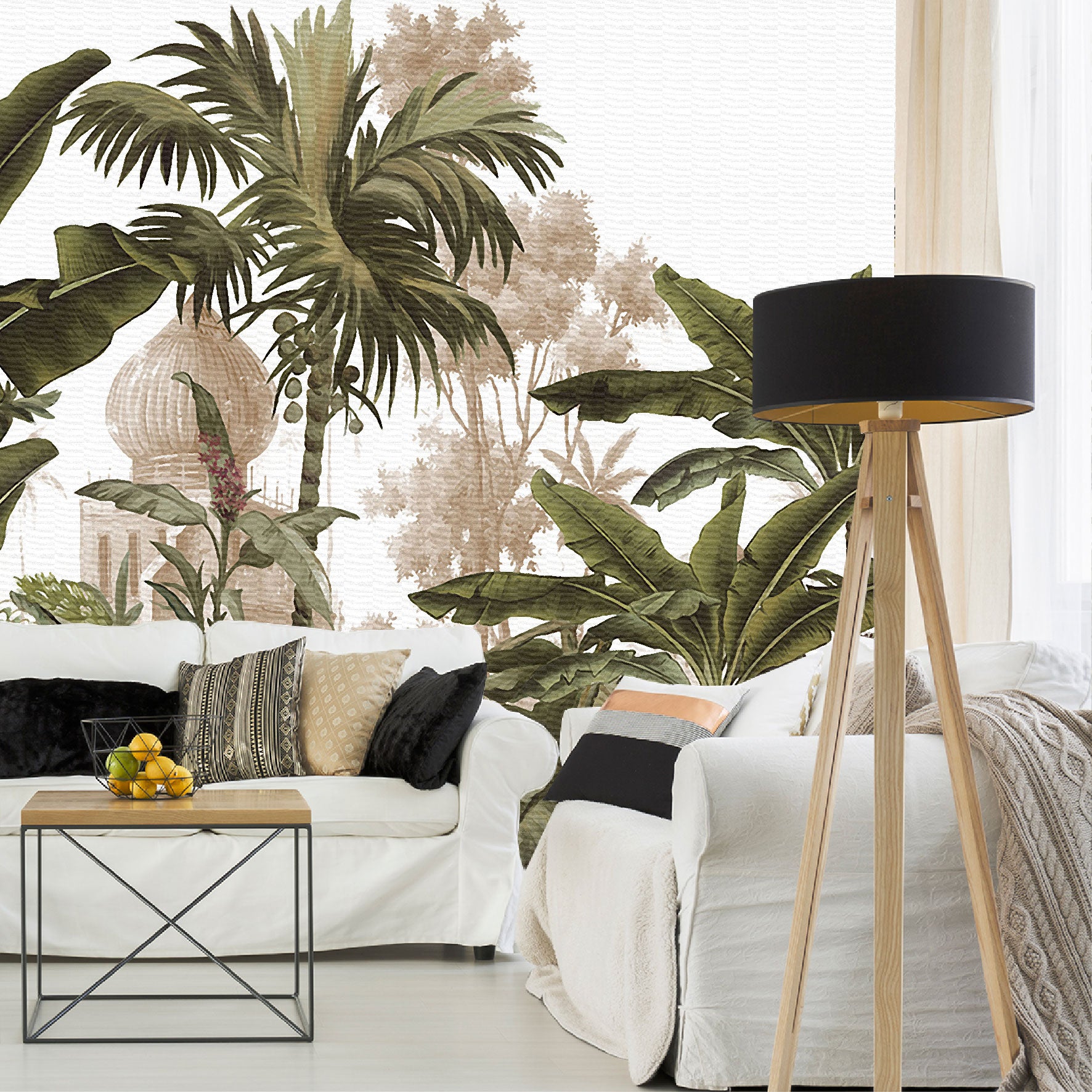 Vinilo Mate Selva Tropical con Castillo Antiguo 135