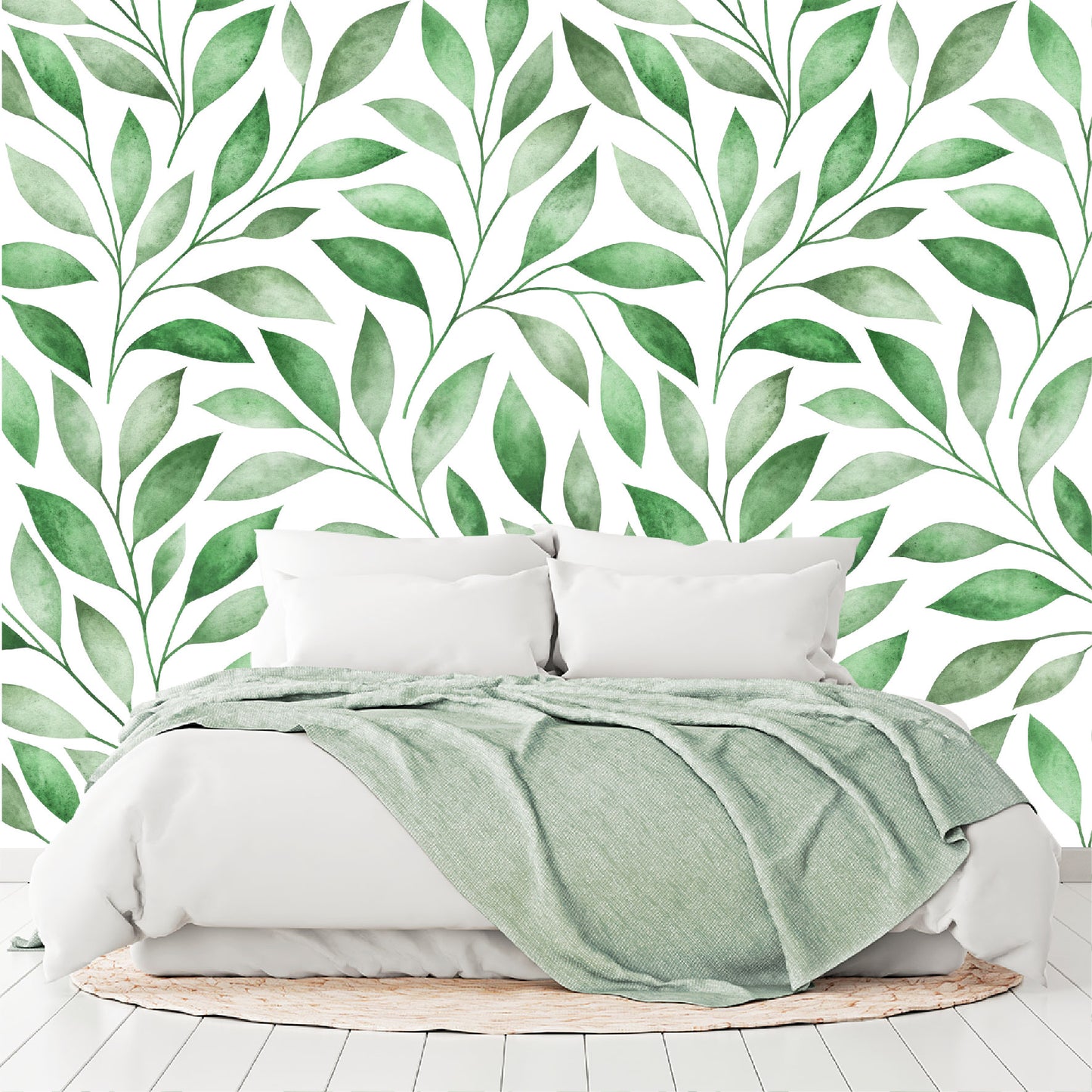 Vinilo Mate Tropical Hojas Verdes Estilo Acuarela 123