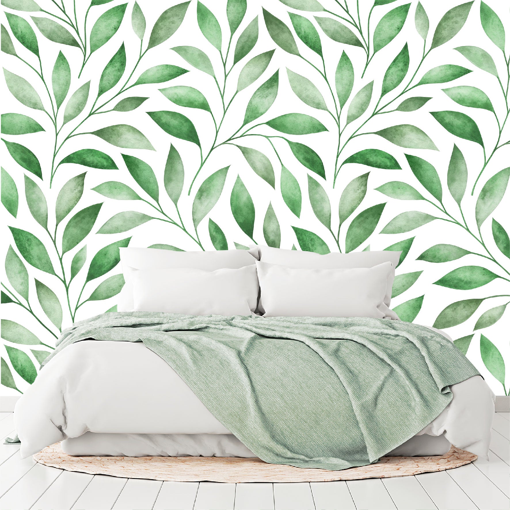 Vinilo Mate Tropical Hojas Verdes Estilo Acuarela 123