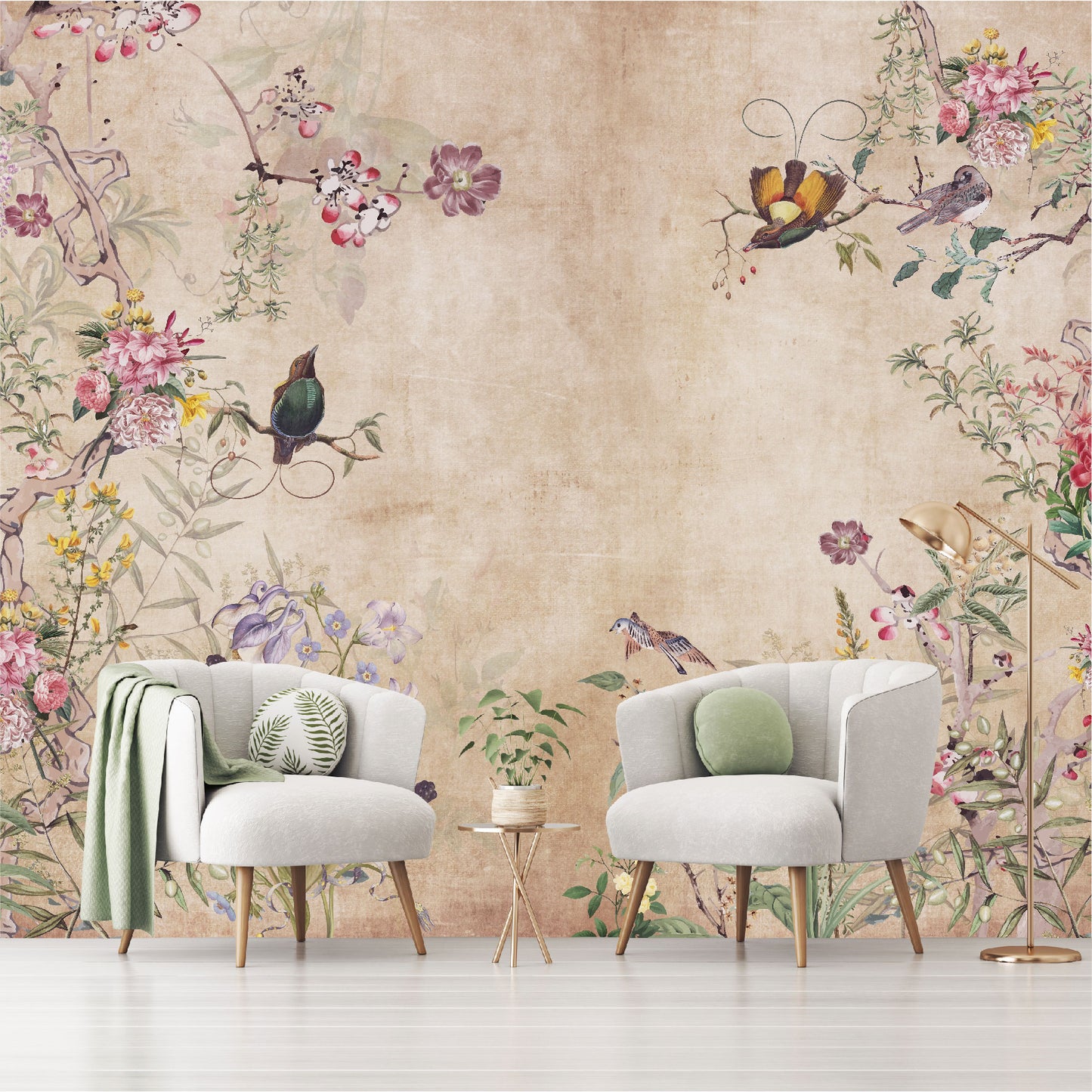 Mural Flores de Campo con fondo vintage - MT190