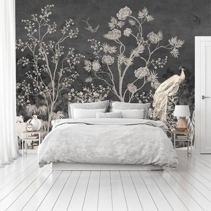 Mural Jardín Vintage con Fondo Oscuro - MT259