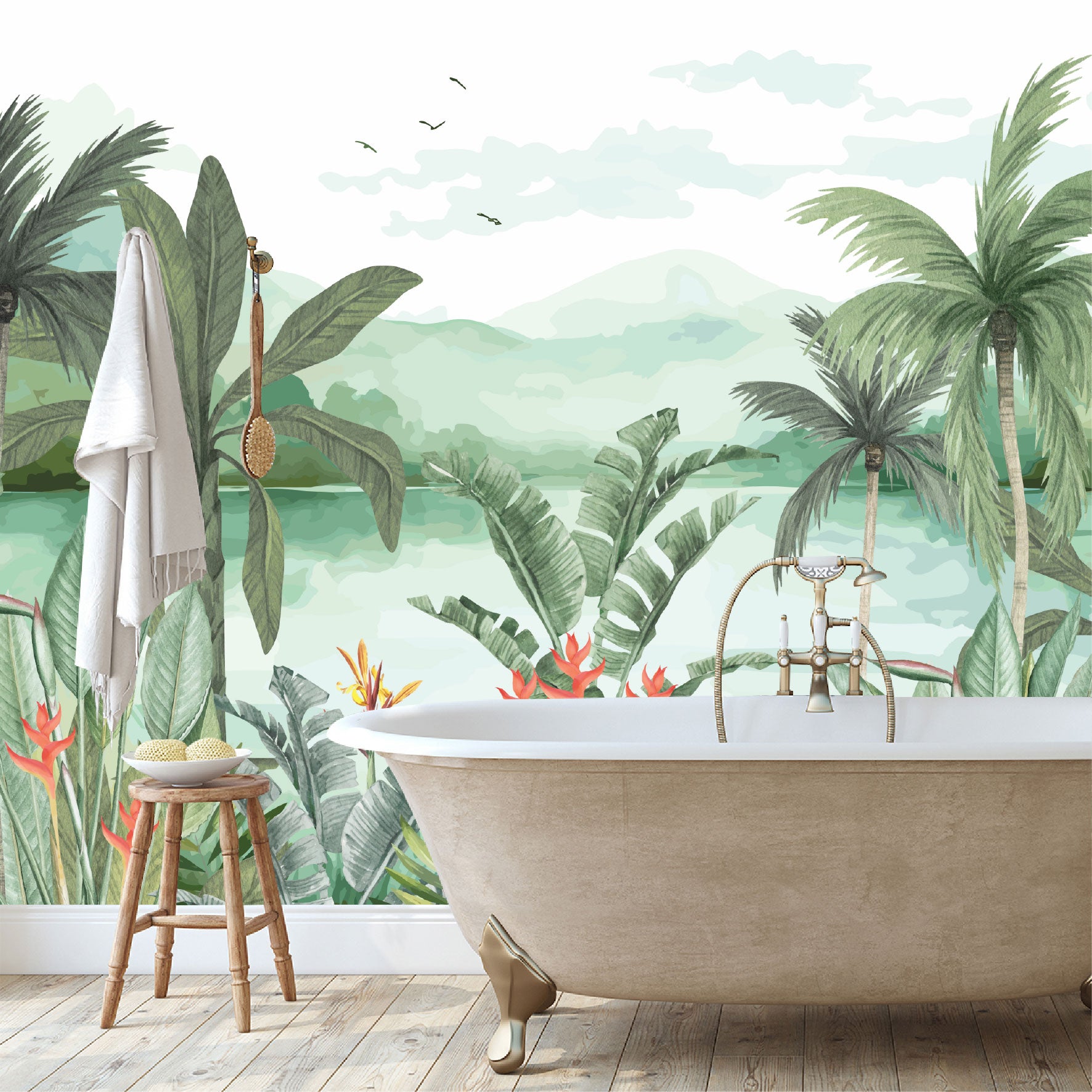Mural Jungla Tropical Acuarelada - MT573
