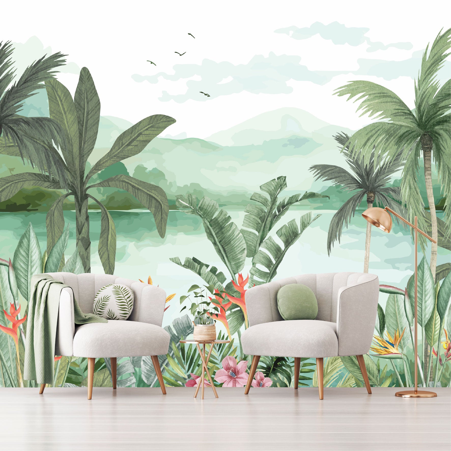 Mural Jungla Tropical Acuarelada - MT573