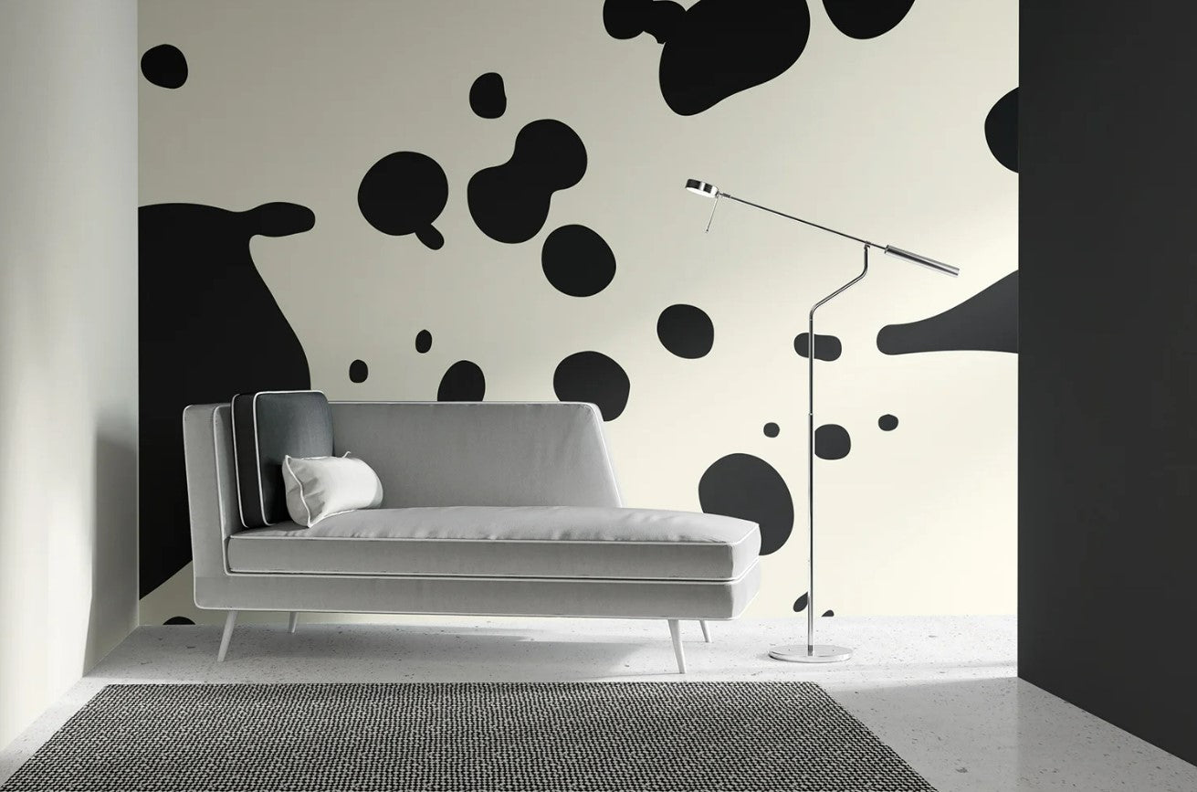 Mural Abstracto Gotas de Tinta Negra - MUABS014