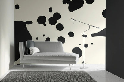 Mural Abstracto Gotas de Tinta Negra - MUABS014