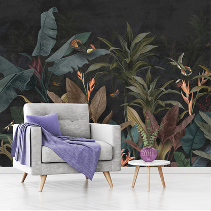 Mural Jungla Vintage Fondo Oscuro - MT250
