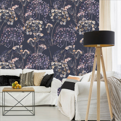 Mural Mate Flores Estilo Boho fondo oscuro - MT426