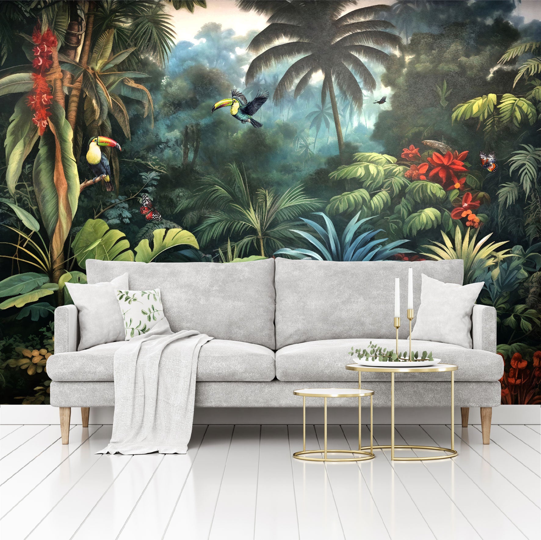 Mural Jungla Tropical con Loros - MT405