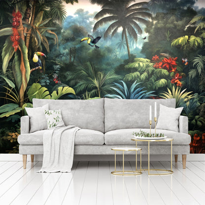 Mural Jungla Tropical con Loros - MT405