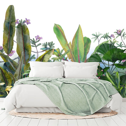 Mural Hojas Tropicales con Flores - MT156