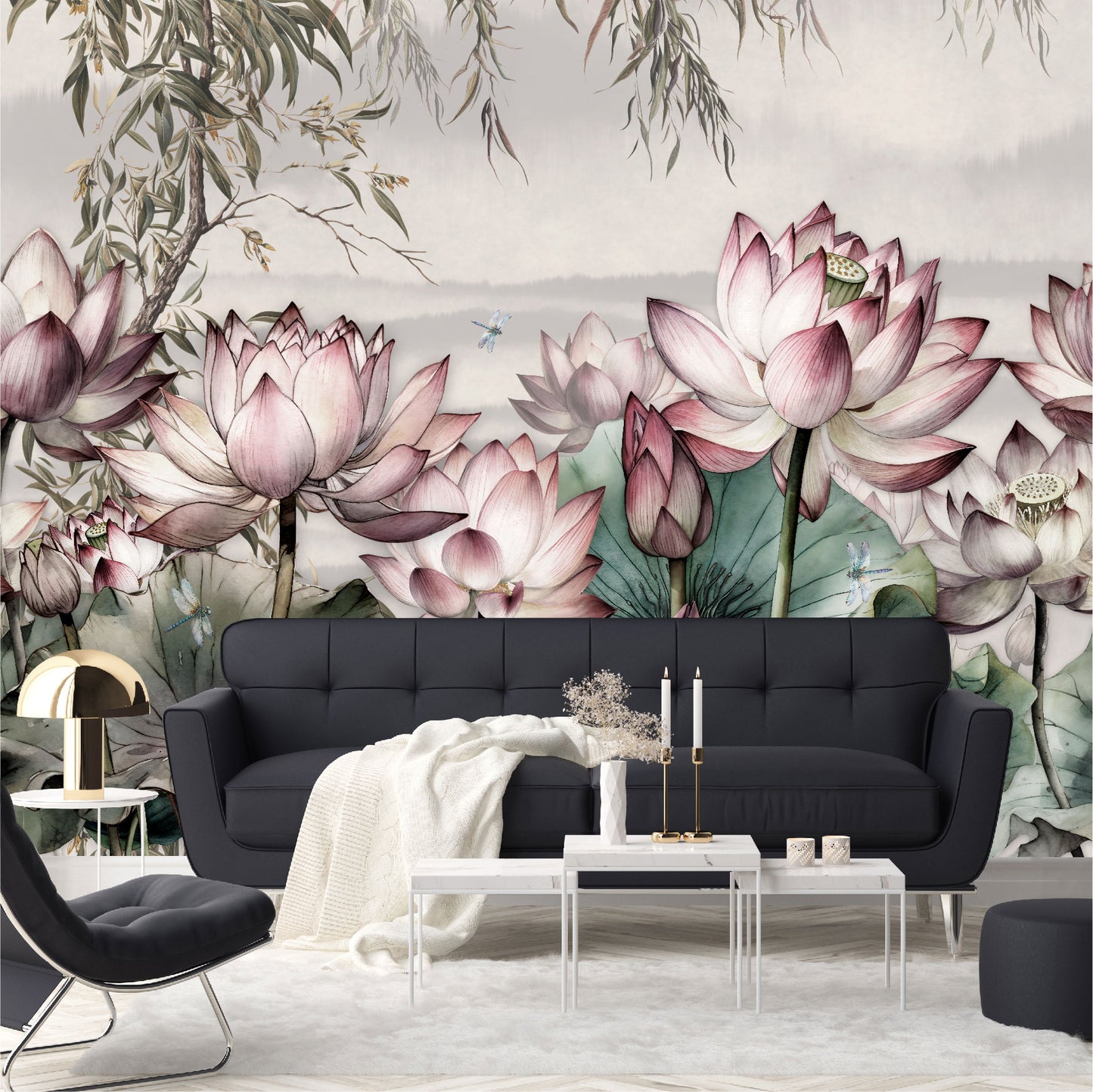 Mural Tropical Flores de Loto - MT391