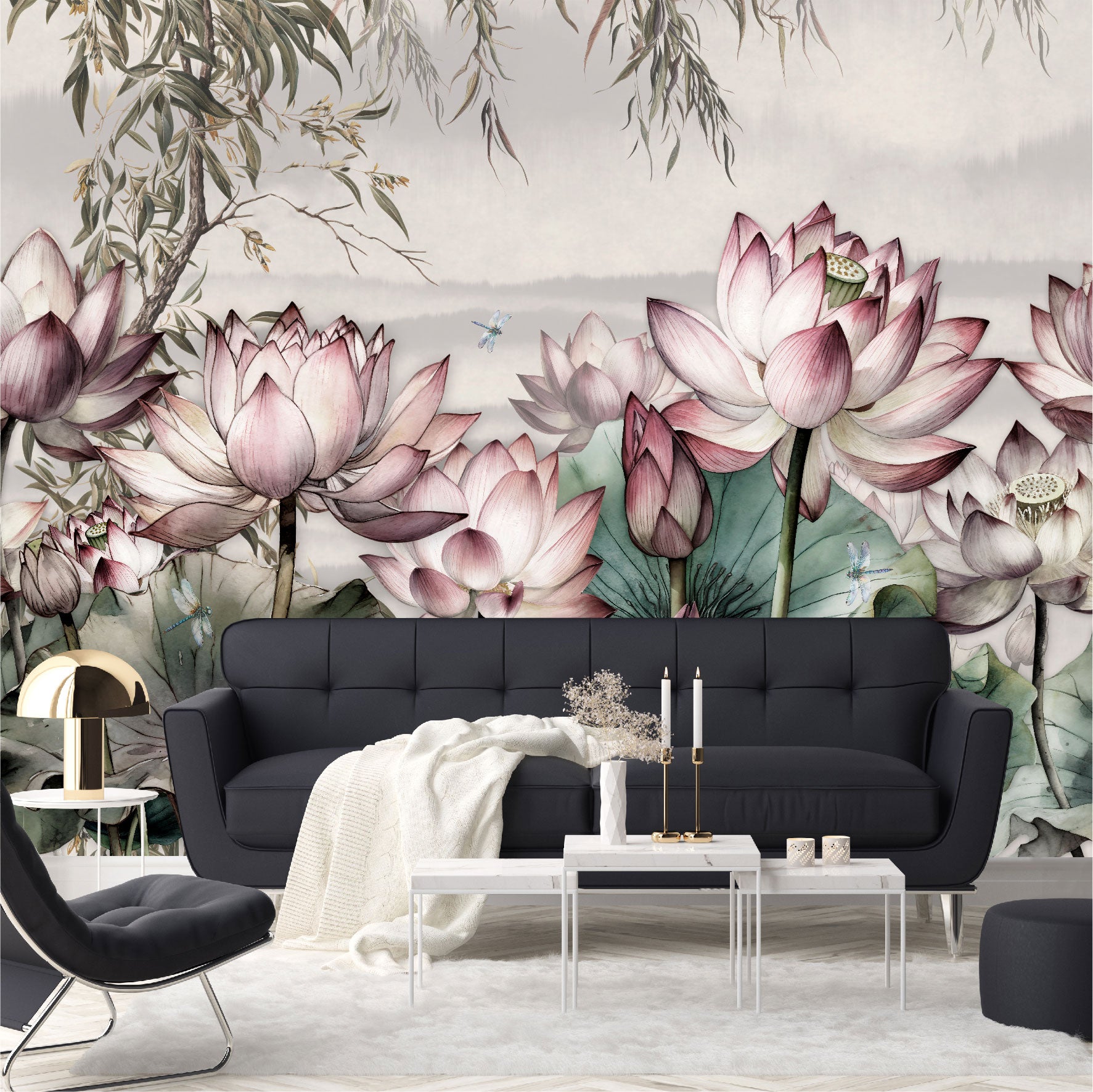 Mural Tropical Flores de Loto - MT391