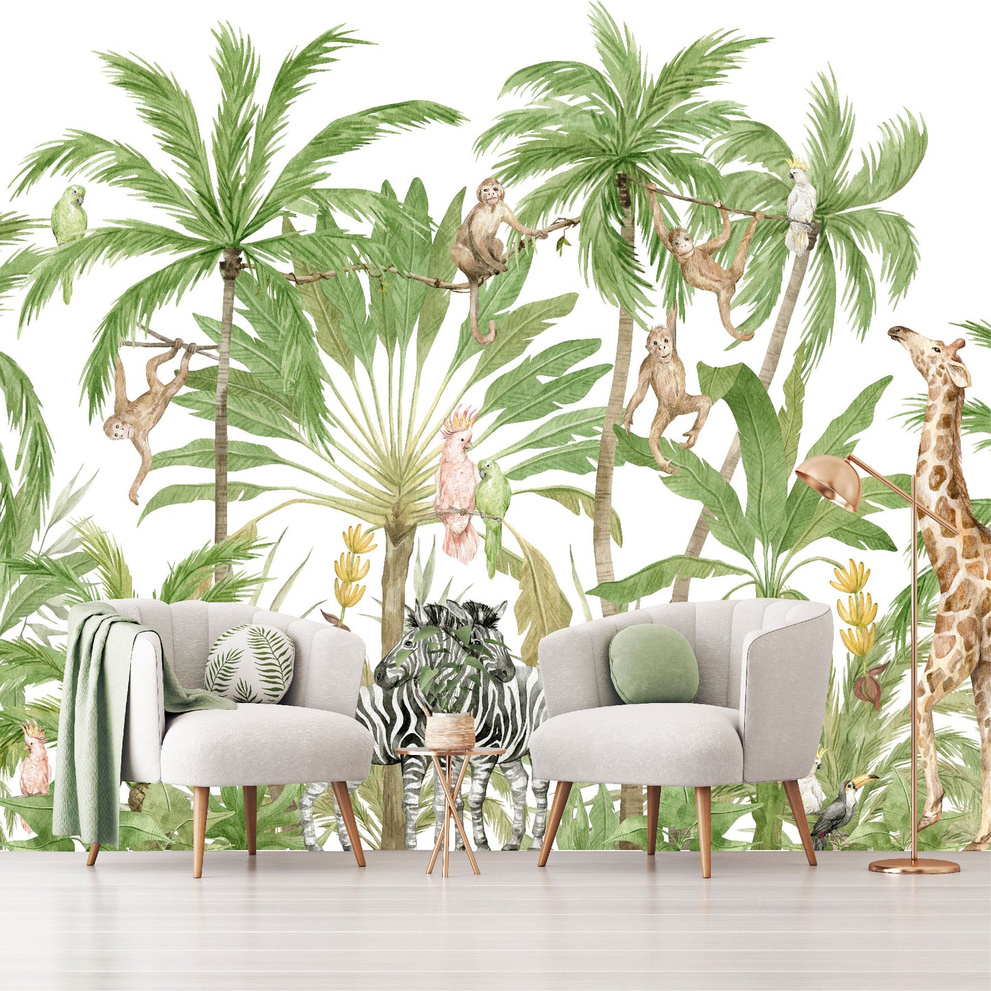 Mural Jungla Tropical con Animales - MT485