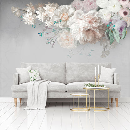 Mural Flores de Pintura al óleo con fondo gris  - MT444