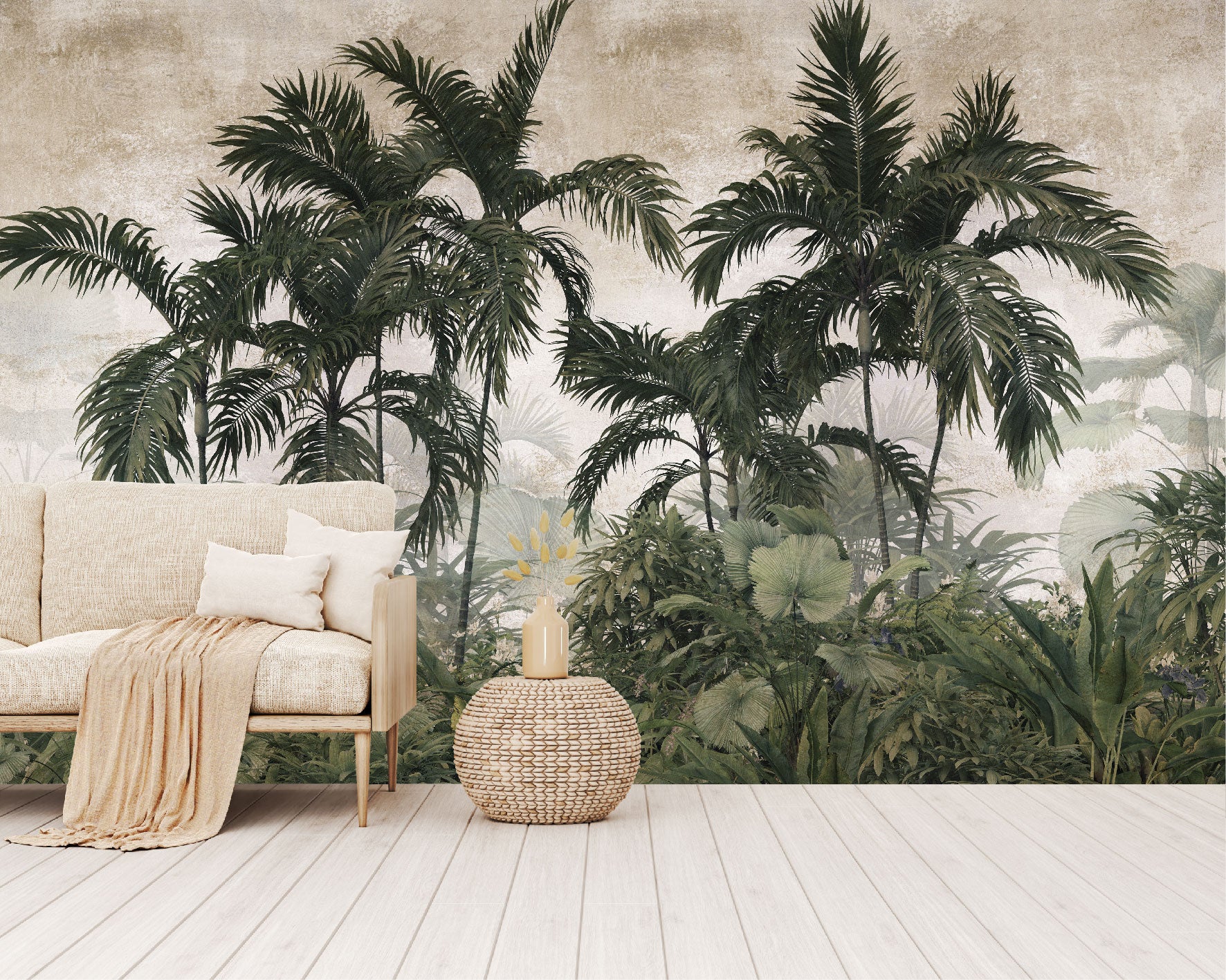 Mural Jungla Tropical con Hojas de Palma - MT145