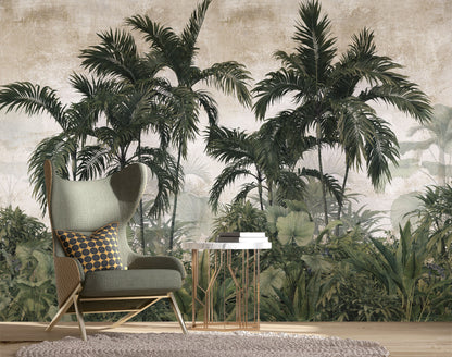 Mural Jungla Tropical con Hojas de Palma - MT145