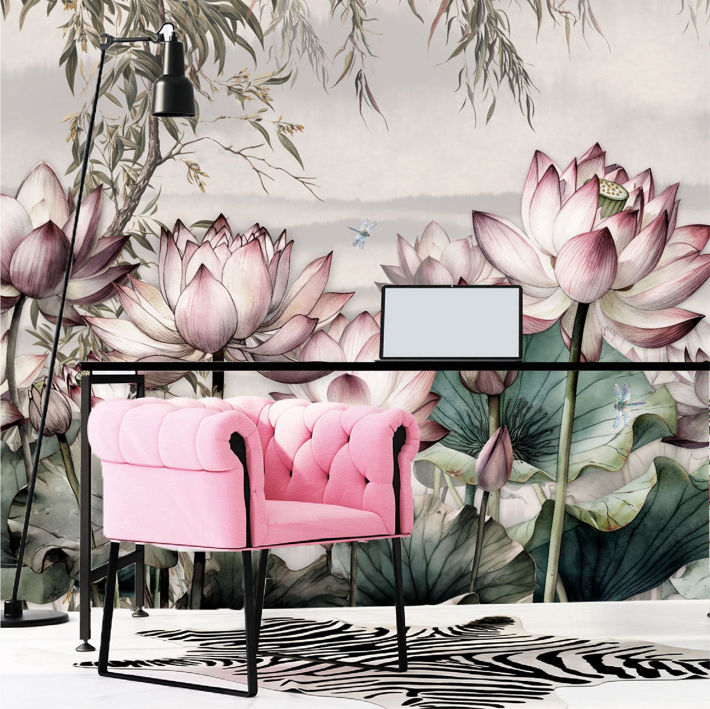 Mural Tropical Flores de Loto - MT391