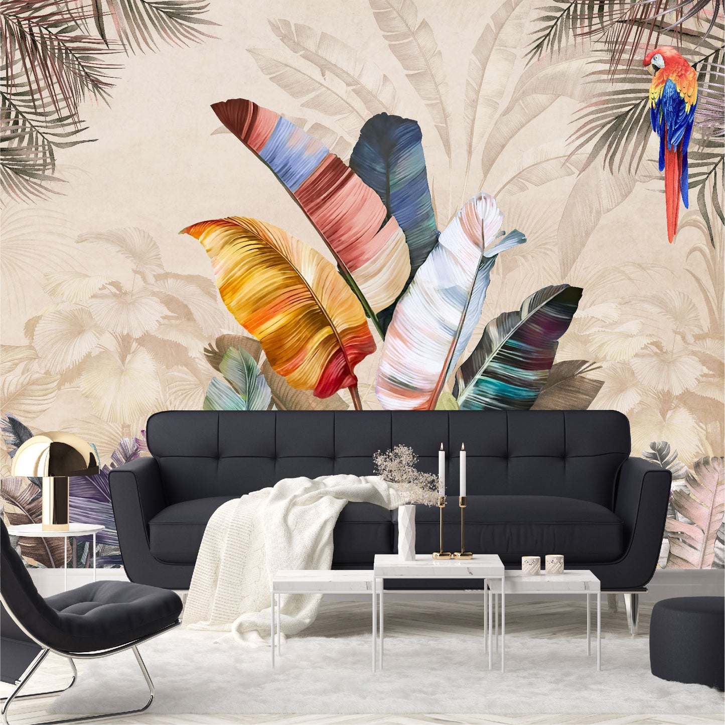 Mural Plumas Tropicales Multicolor - MT409