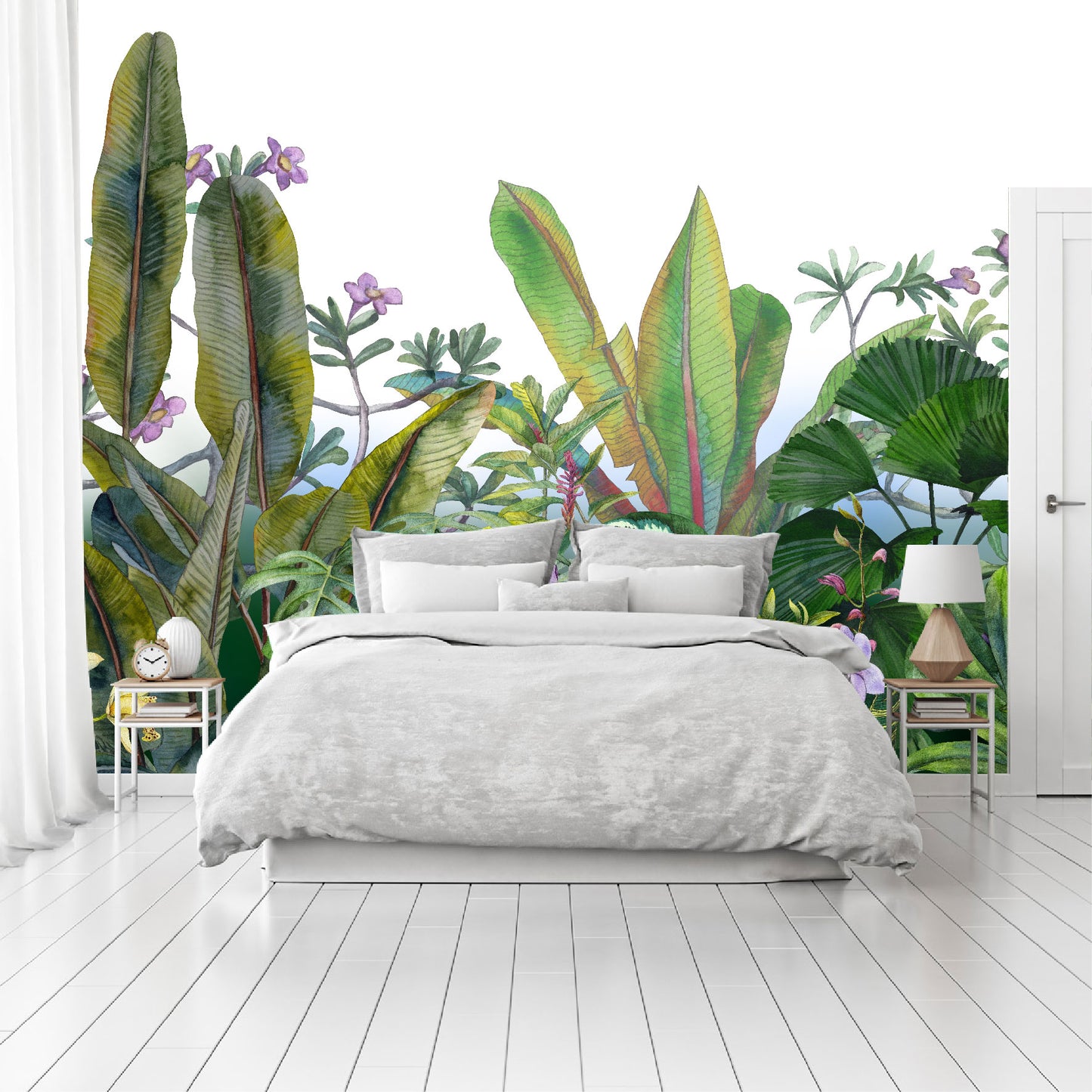 Mural Hojas Tropicales con Flores - MT156