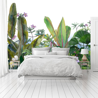 Mural Hojas Tropicales con Flores - MT156