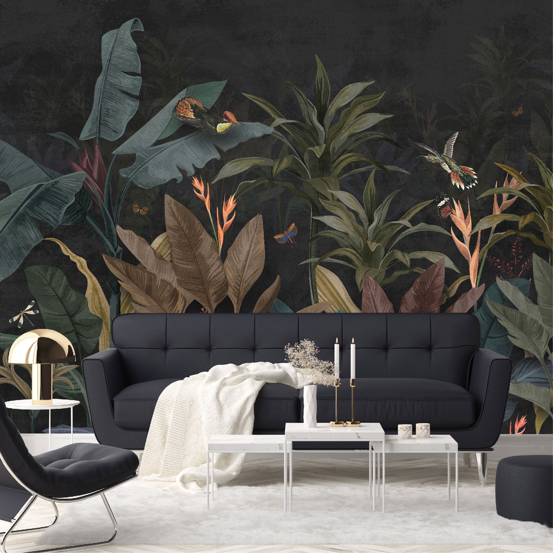 Mural Jungla Vintage Fondo Oscuro - MT250
