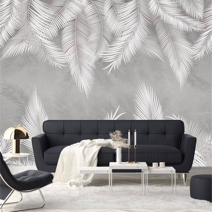 Mural Plumas Blancas y Grises - MT414