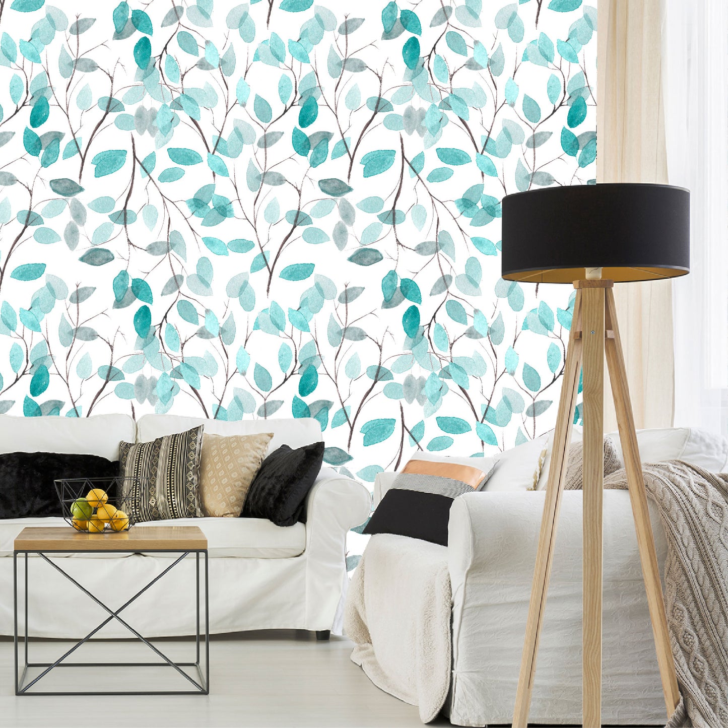 Vinilo Mate Hojas Color Aqua 030
