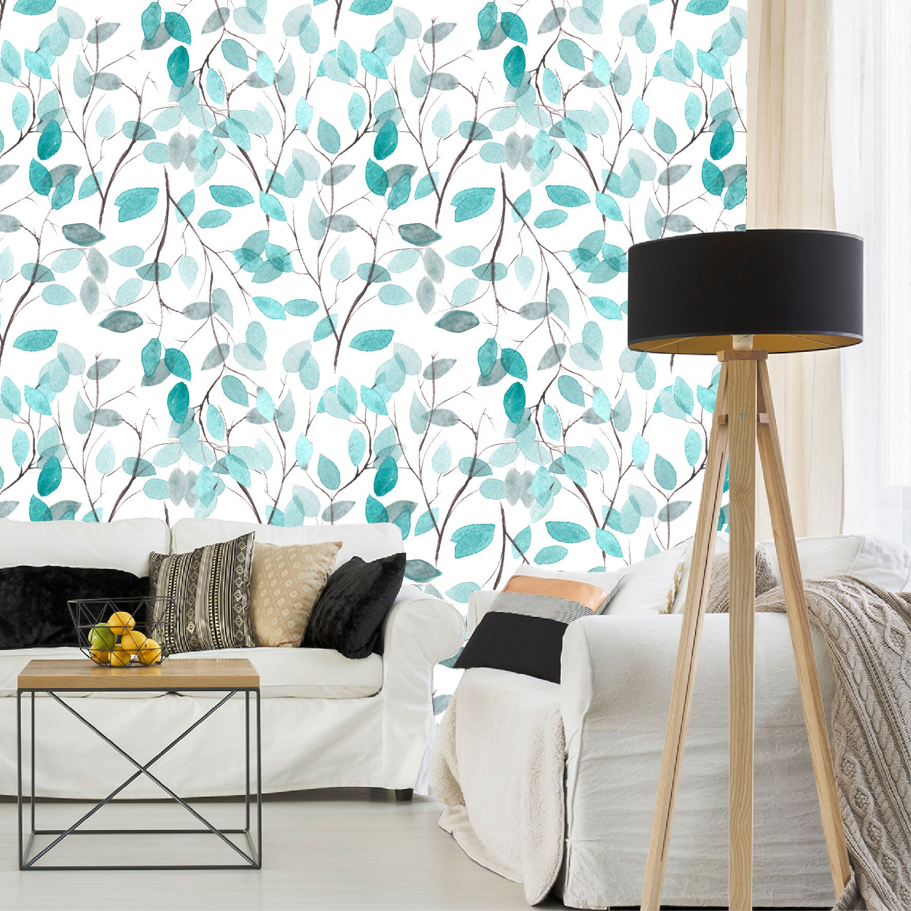 Vinilo Mate Hojas Color Aqua 030