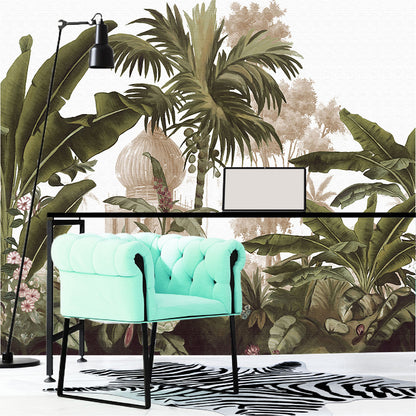 Vinilo Mate Selva Tropical con Castillo Antiguo 135