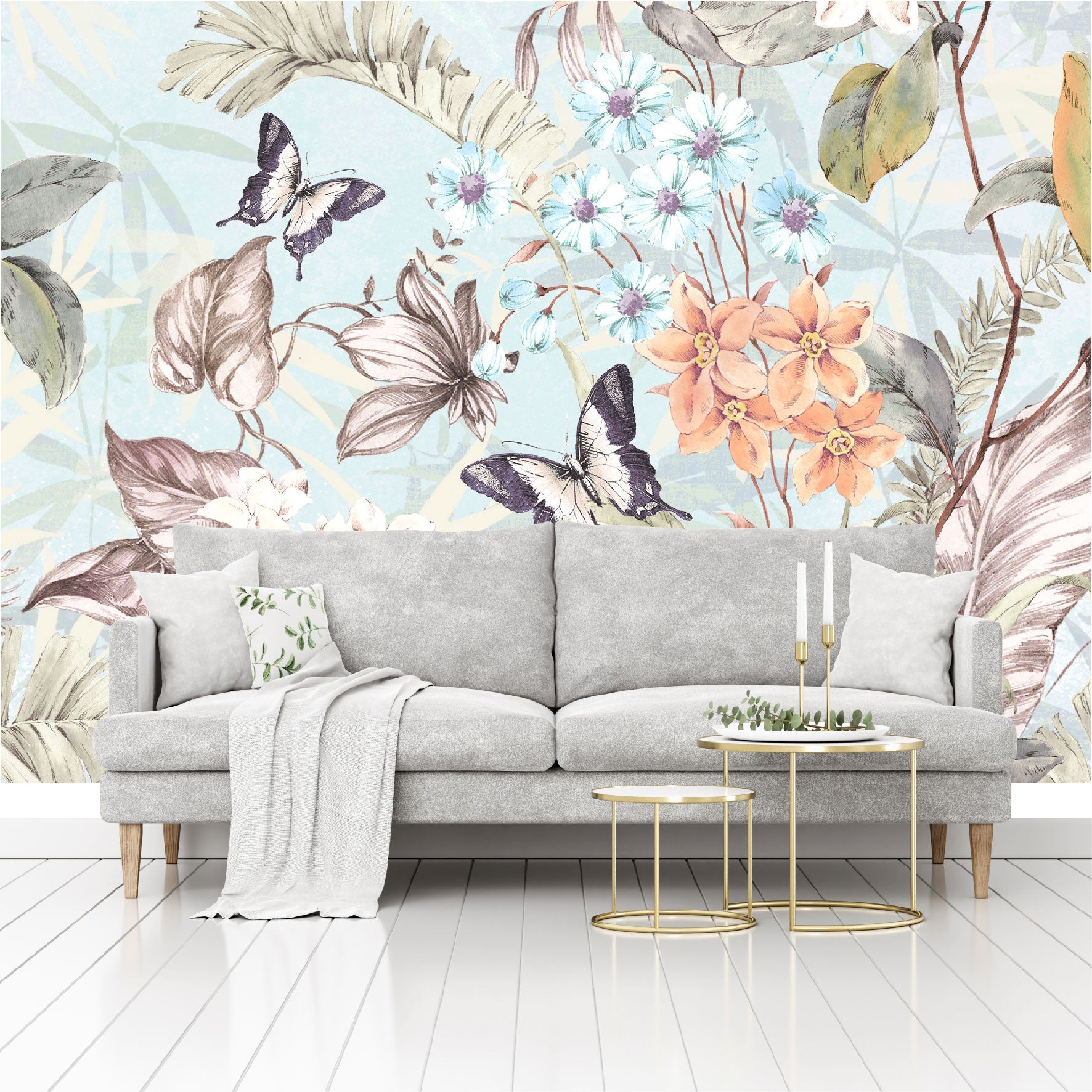 Mural Flores y Mariposas - MT244