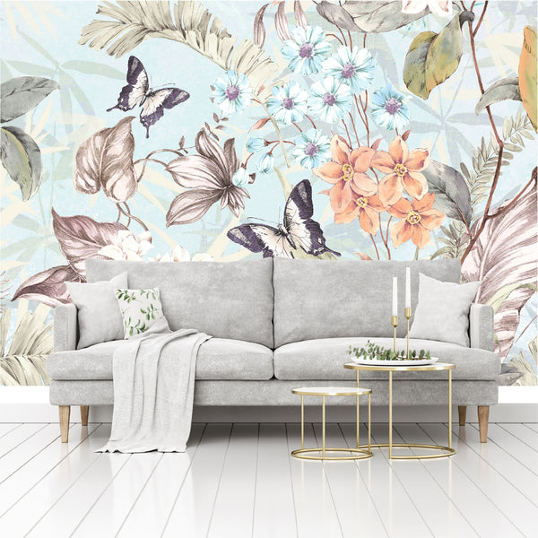 Mural Flores y Mariposas - MT244