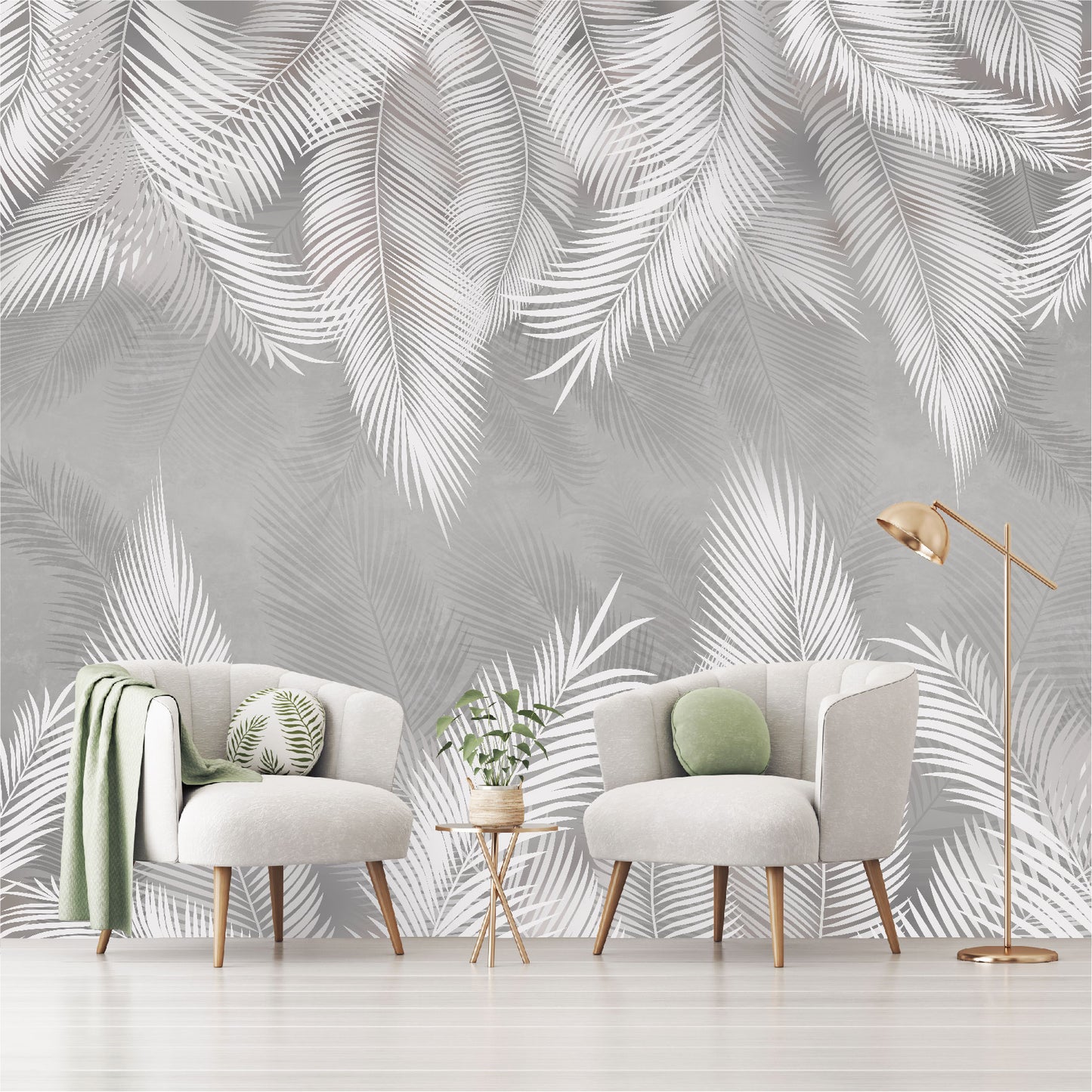 Mural Plumas Blancas y Grises - MT414